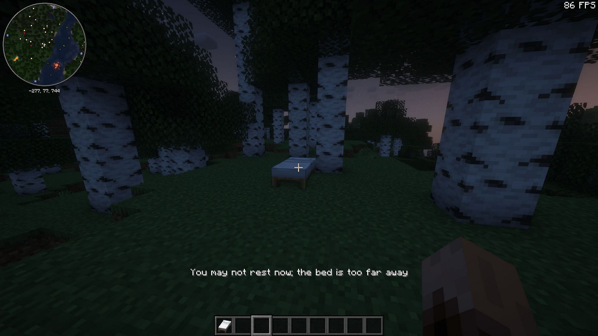 Players should be able to sleep even if the bed is too far away (Image via Mojang Studios)