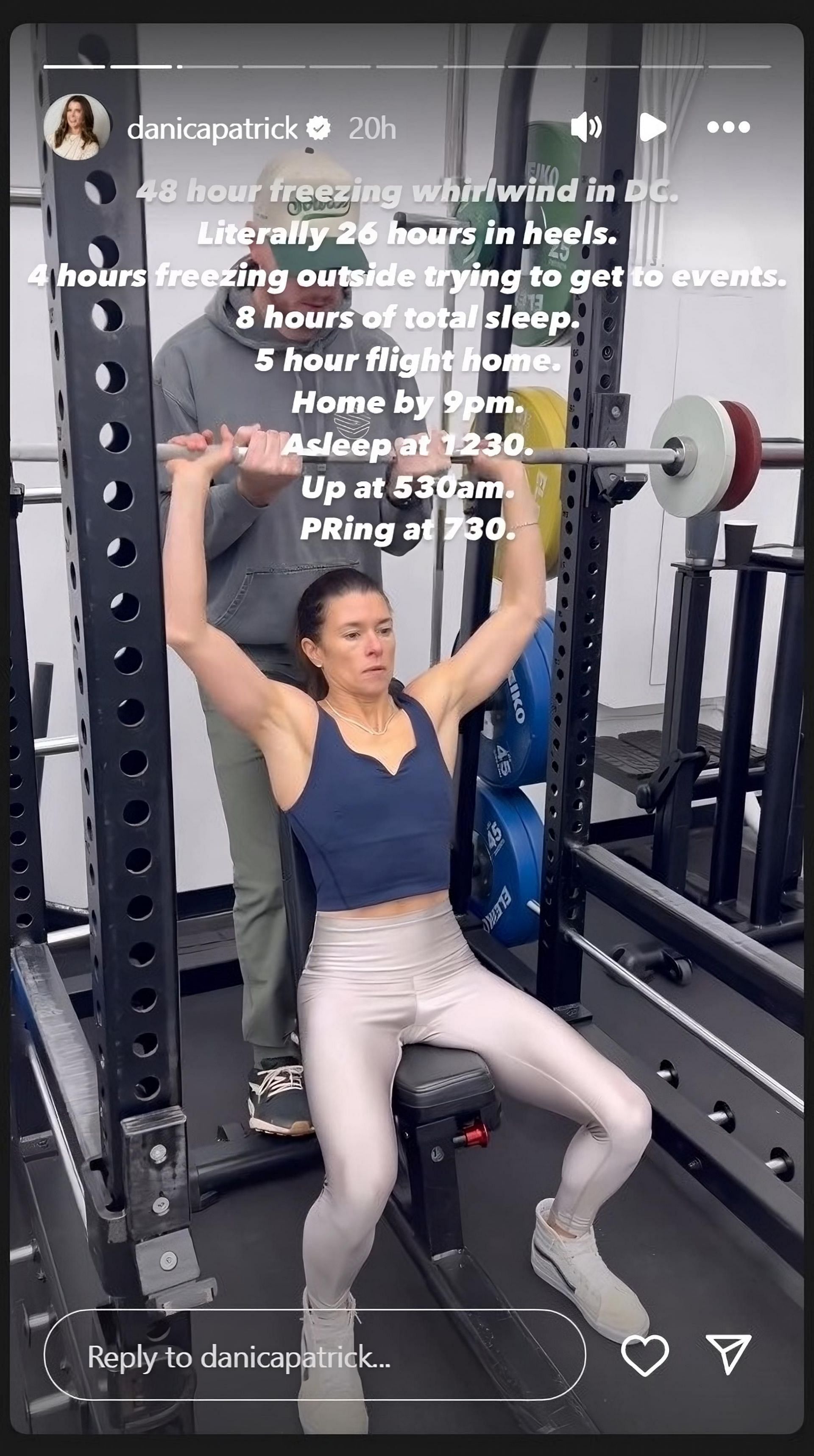 A snapshot of Danica Patrick&#039;s upper body workout | Image via Instagram (@danicapatrick)