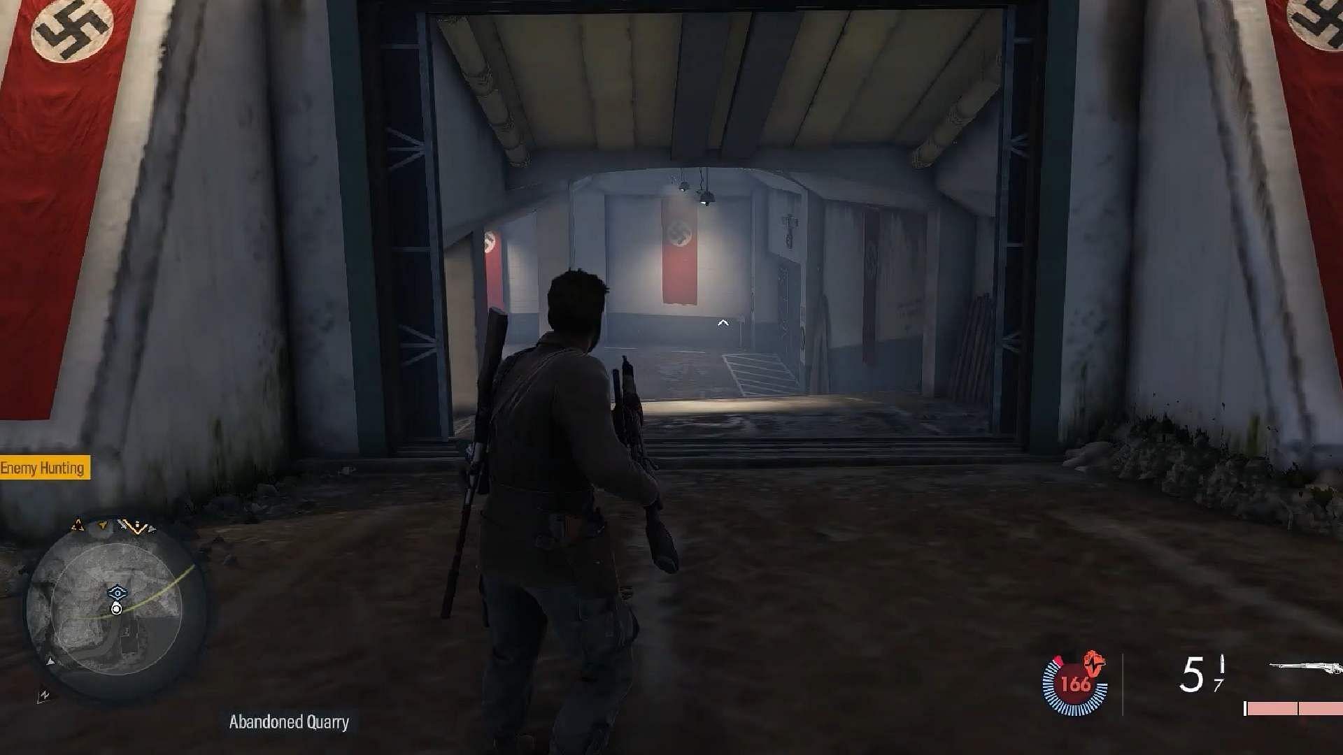 Pistol desk location in Devil&#039;s Cauldron (Image via Rebellion || YouTube/@Game Guides Channel)