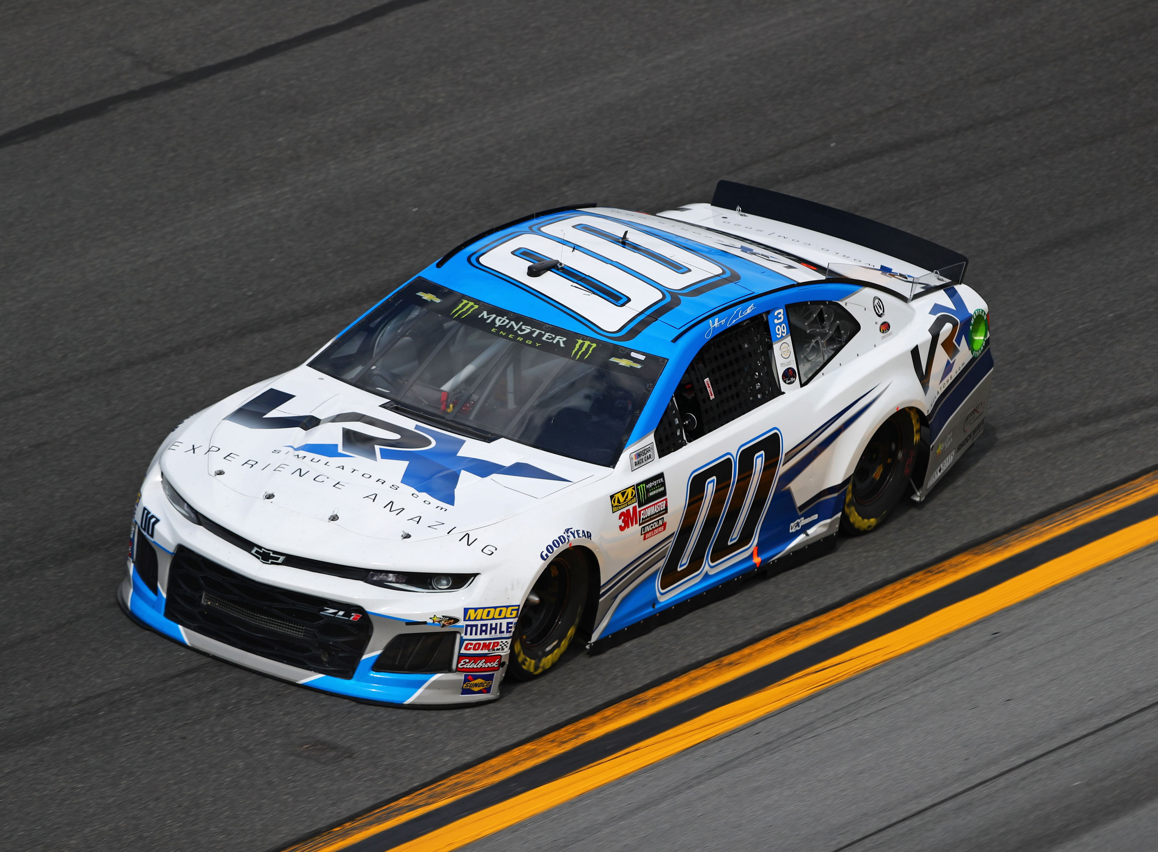 Jeffrey Earnhardt during practice for the Daytona 500 at Daytona International Speedway. Mandatory Credit: Mark J. Rebilas-Imagn Images