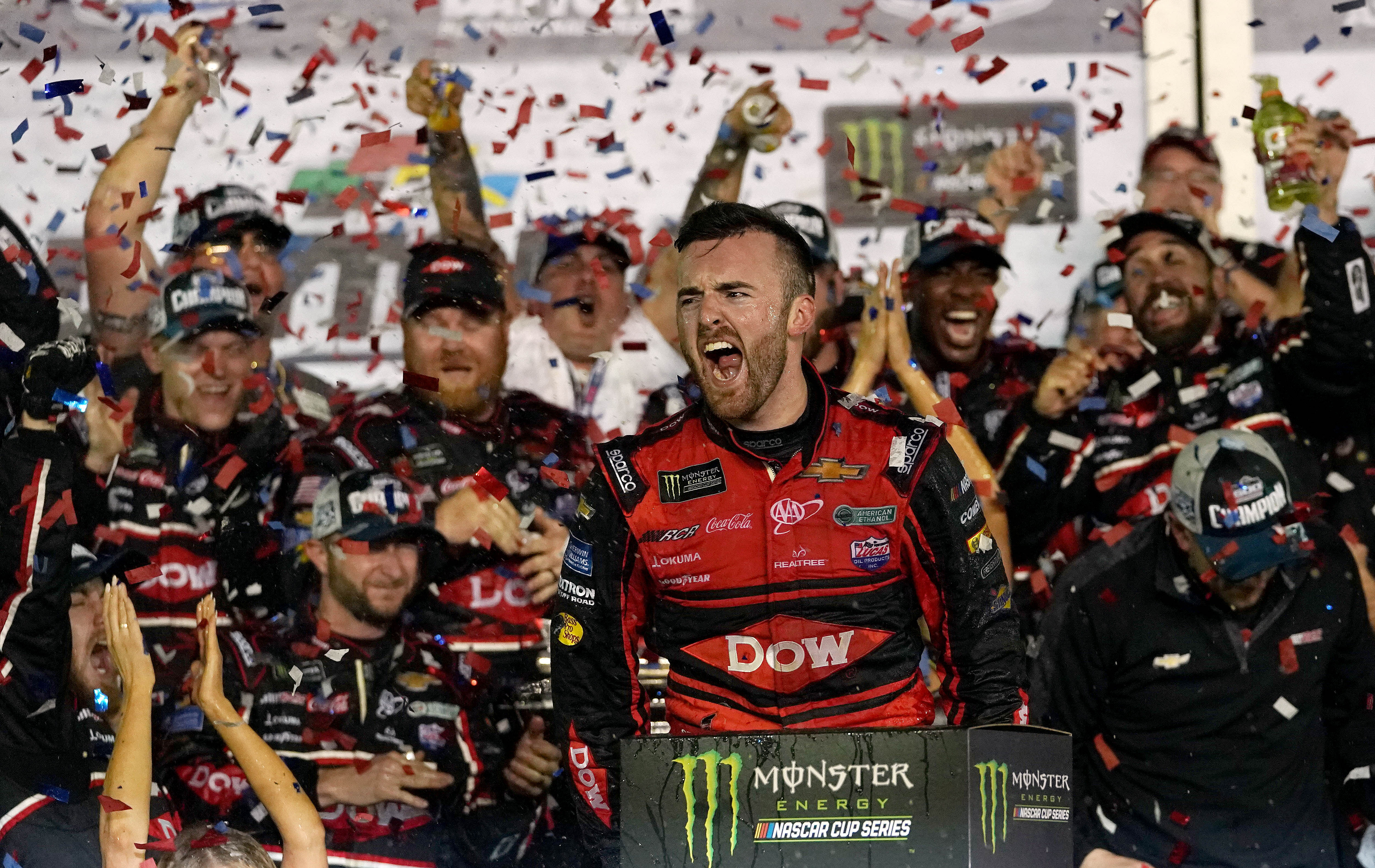 Dillon celebrates in victory lane after winning the Daytona 500 at Daytona International Speedway. - Source: Imagn