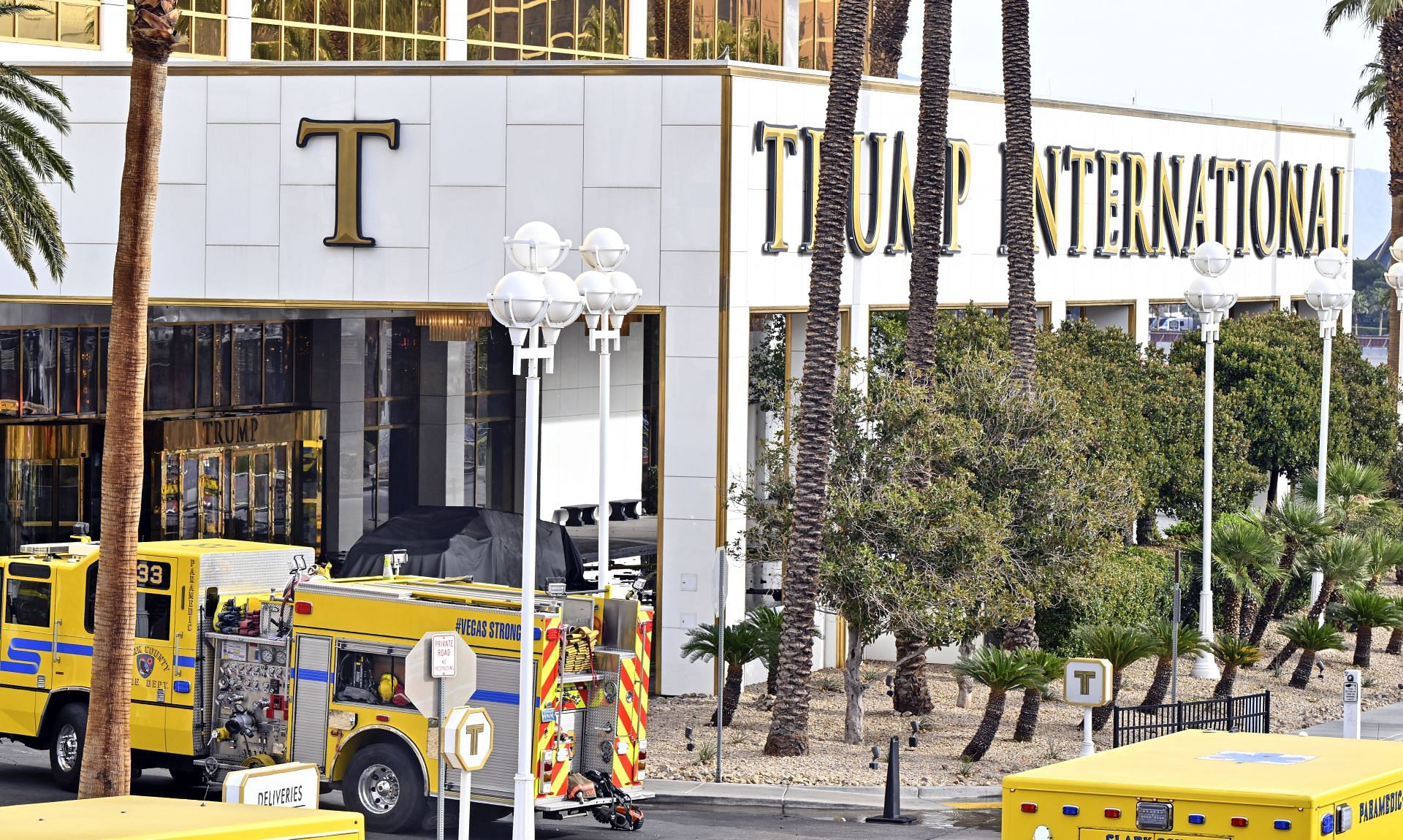 LAS VEGAS, NV - January 01: A Cybertruck covered with a tarp is - Source: Getty