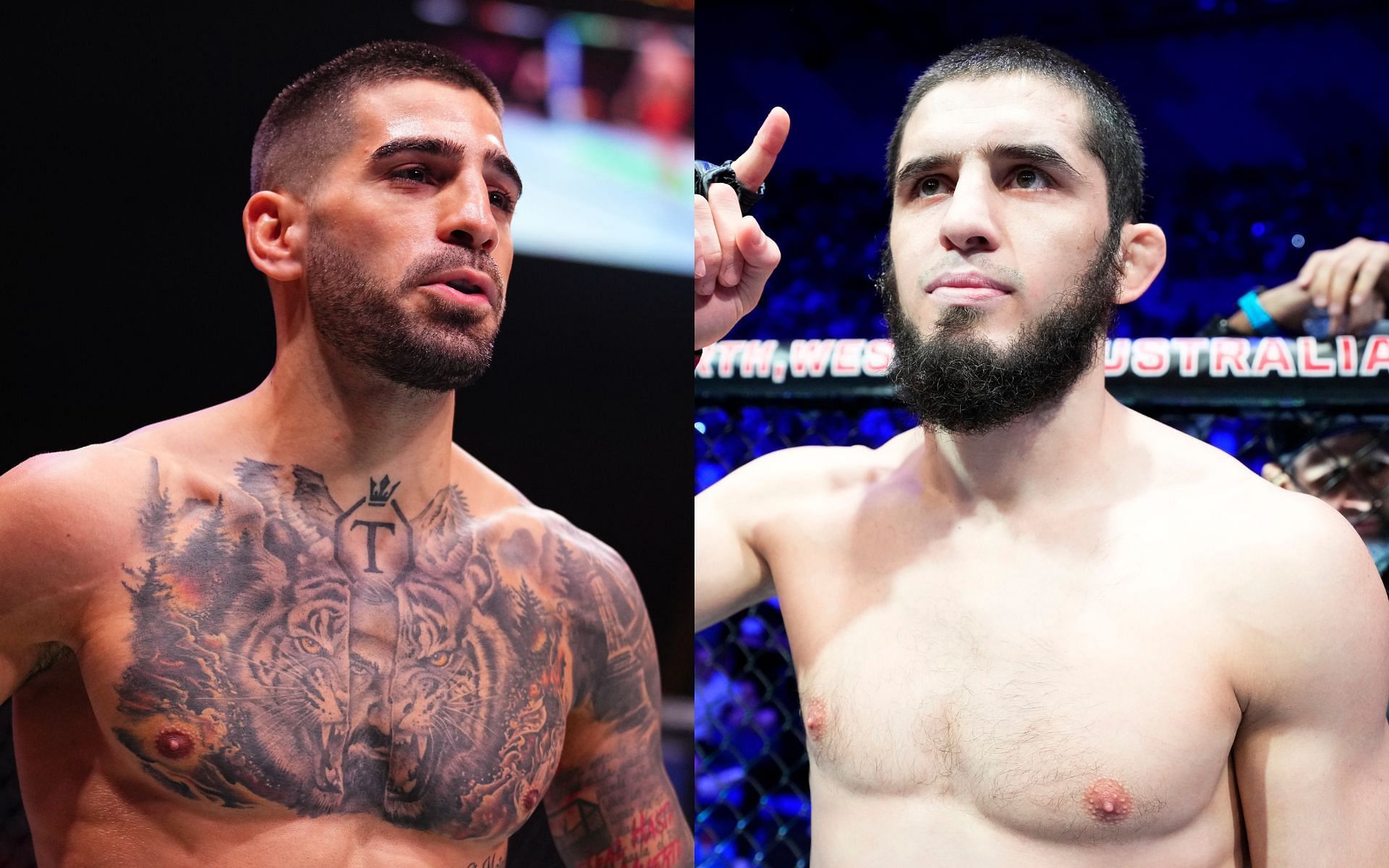 Ilia Topuria (left) has consistently called for a UFC lightweight title shot against Islam Makhachev (right) [Images courtesy: Getty Images]