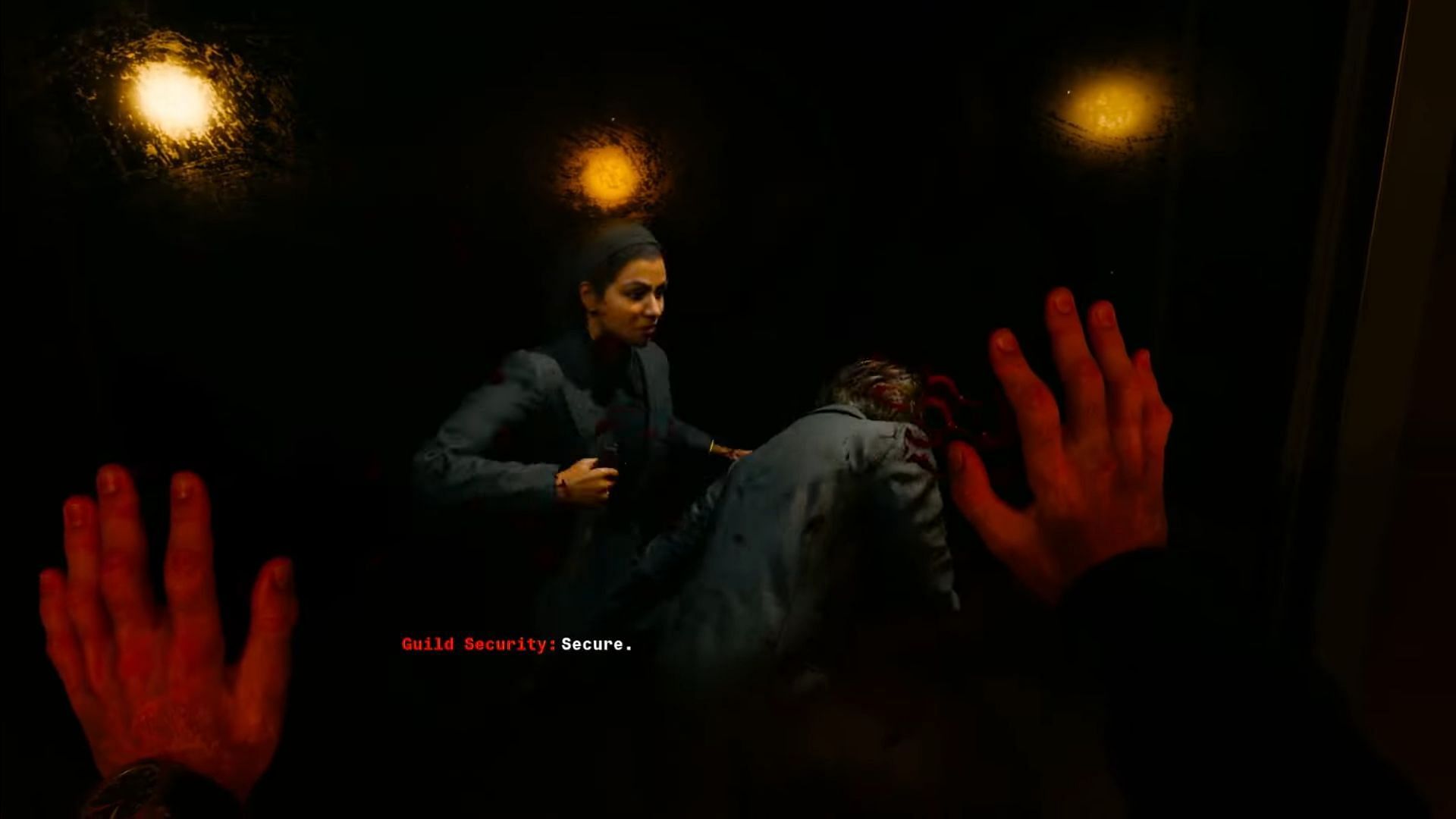 Surrendering outside the Kingpin&#039;s room (Image via Activision)