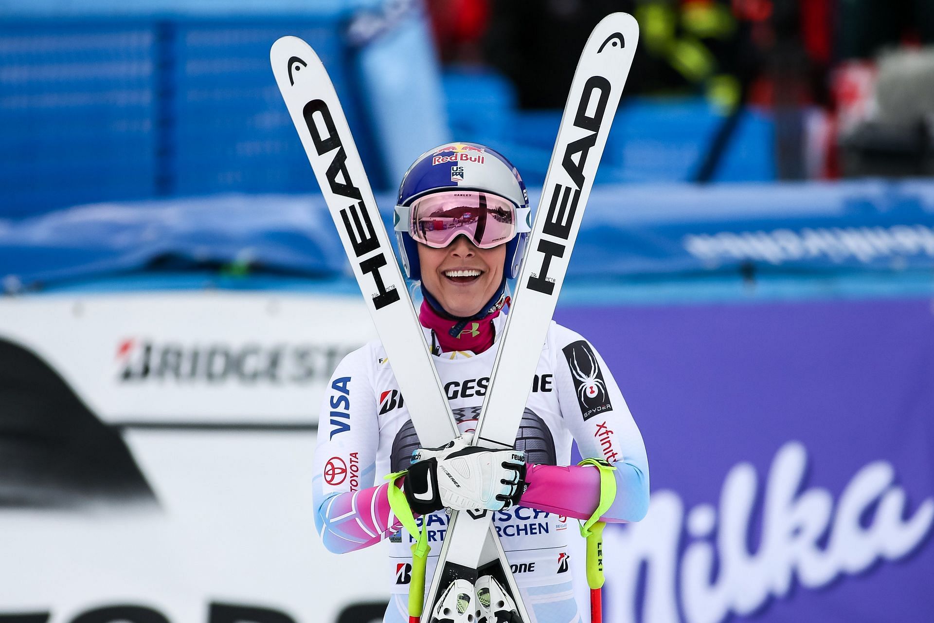 Vonn during a downhill race in Germany during the 2018 FIS Ski World Cup (Image via: Getty Images)