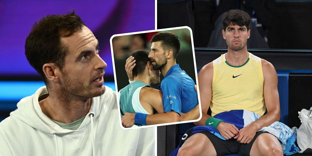 Andy Murray consoles Carlos Alcaraz after tough Australian Open defeat against Novak Djokovic I Image Source: Getty