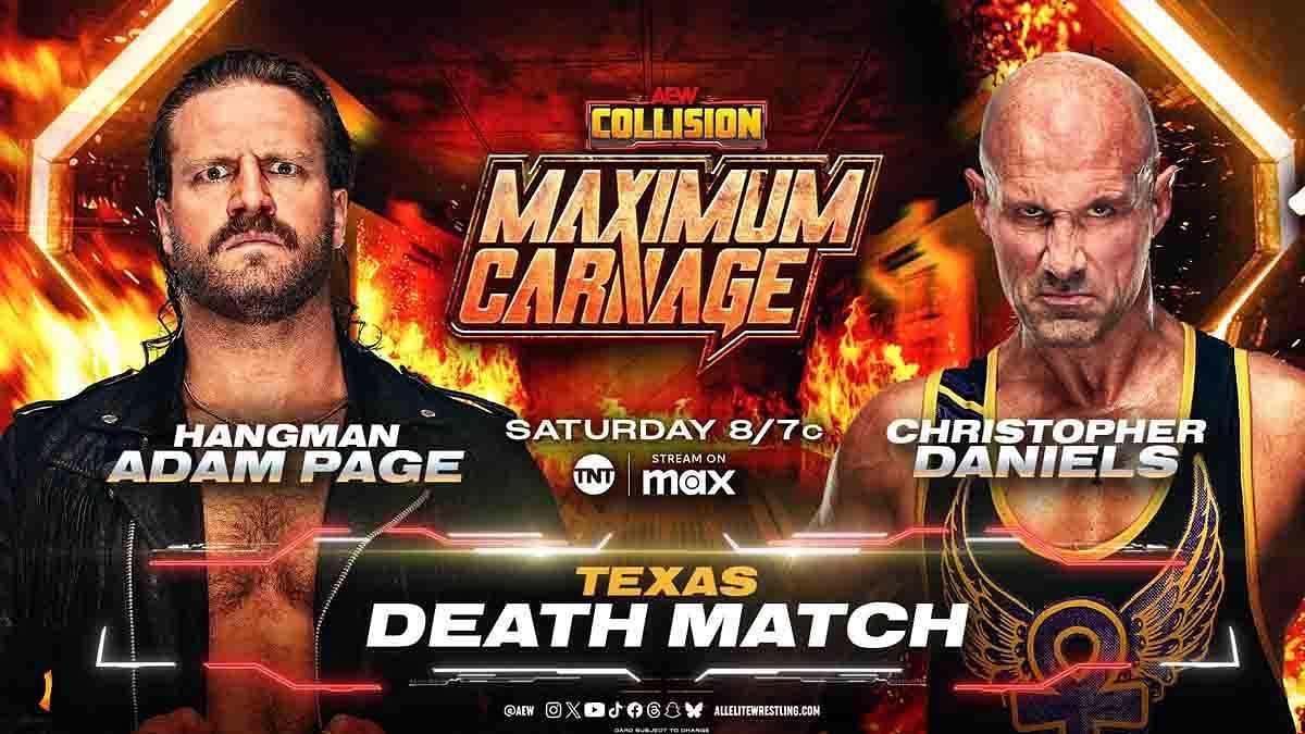 AEW Collision: Maximum Carnage will see Adam Page vs Christopher Daniels in a Texas Death Match (Image via AEW on TV