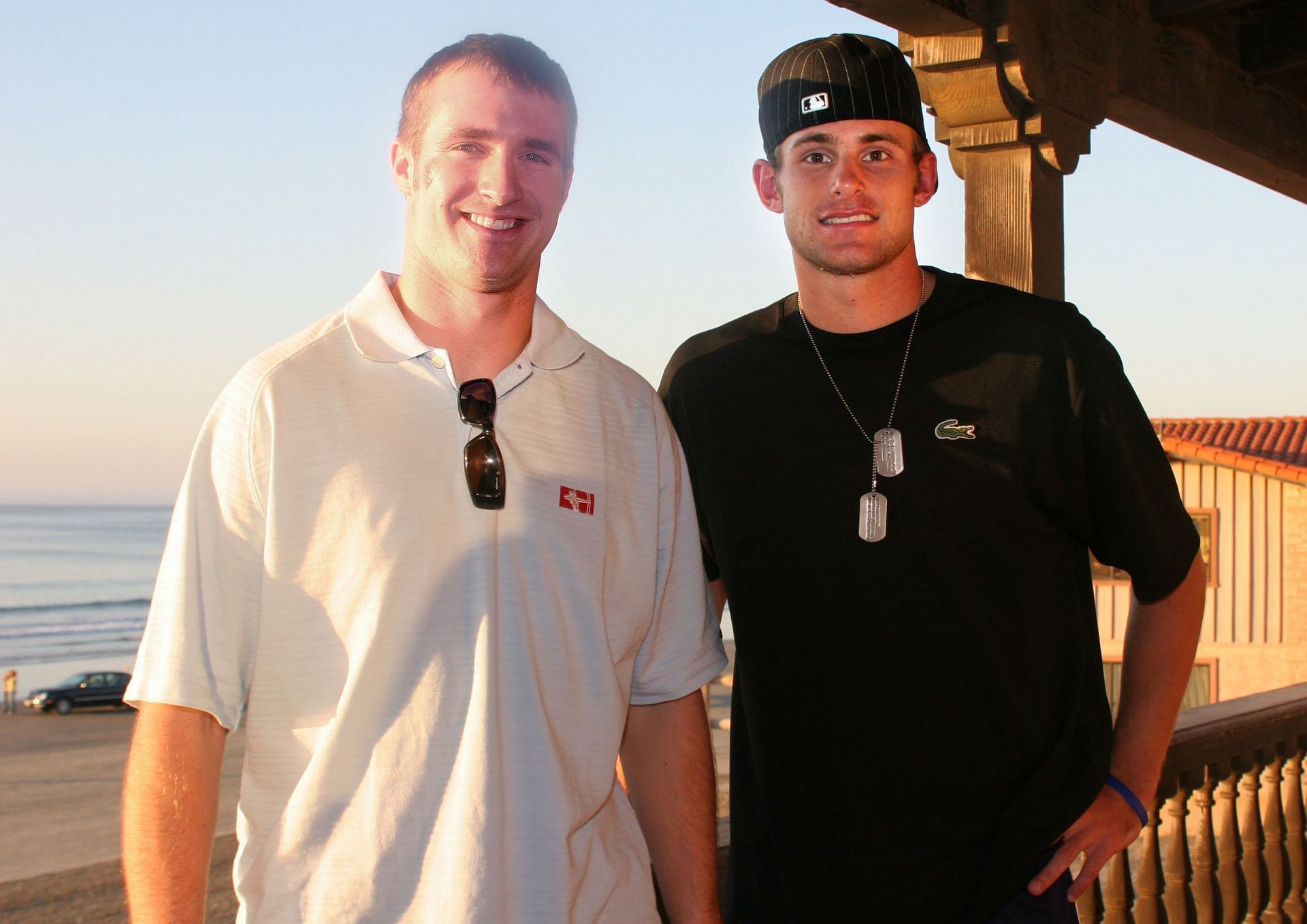 Andy Roddick and Drew Brees at the 2006 Davis Cup - Source: Getty