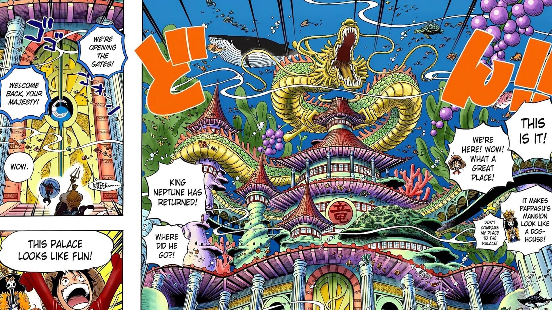 Ryugu Palace in the One Piece manga (Image via Shueisha)