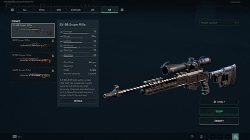 SV-98 sniper rifle in Delta Force (Image via TiMi Studio Group)