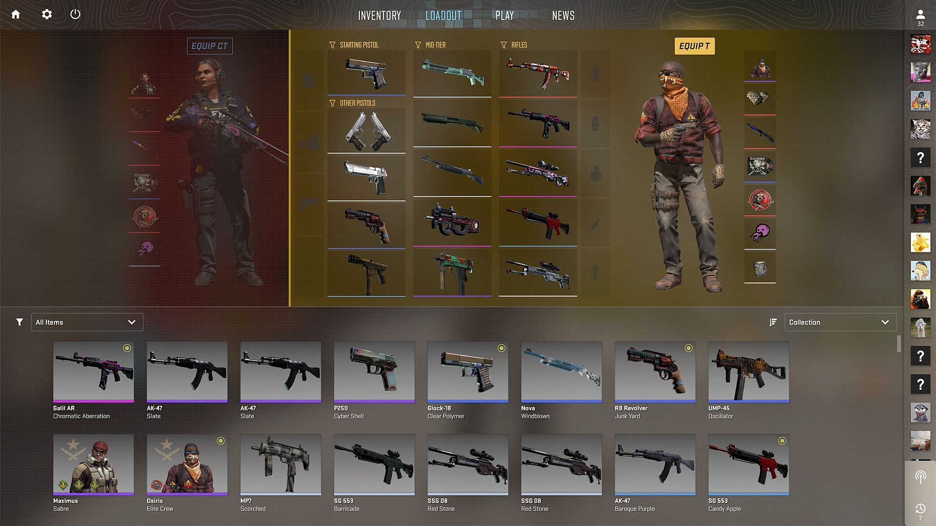 An image of numerous skins for various weapons in Counter-Strike 2 (Image via Steam/Valve)