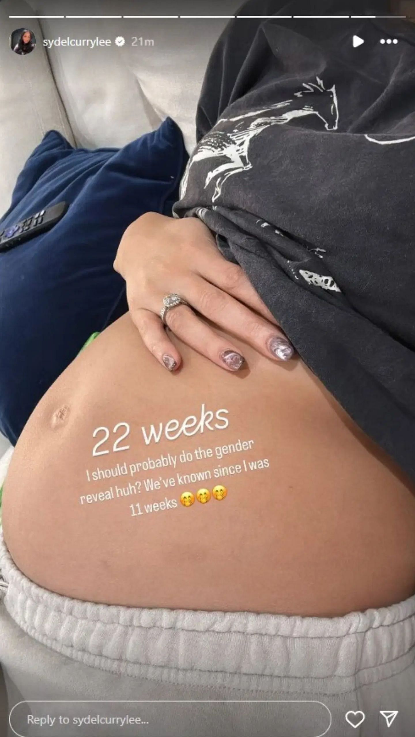 Sydel Curry Lee teased her Instagram followers about a possible gender reveal for her upcoming child.[Credits: IG/@sydelcurrylee]