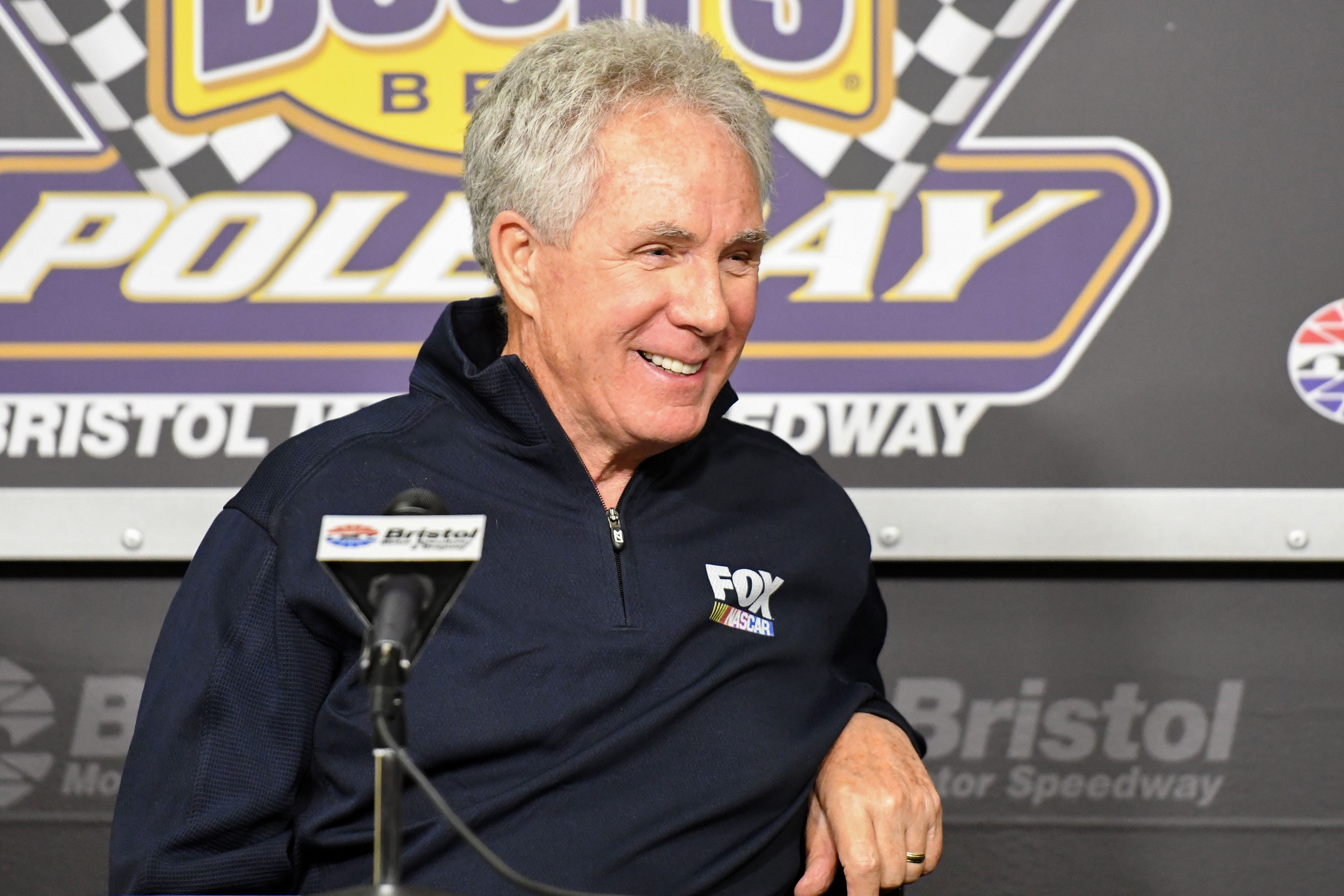 Darrell Waltrip during a press conference discussing his retirement from Fox Sports after practice for the Food City 500 at Bristol Motor Speedway. - Source: Imagn