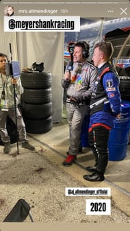 Tara Allmendinger's Instagram story featuring AJ Allmendinger giving an interview at the Rolex 24 - Image via Instagram/@mrs.allmendinger