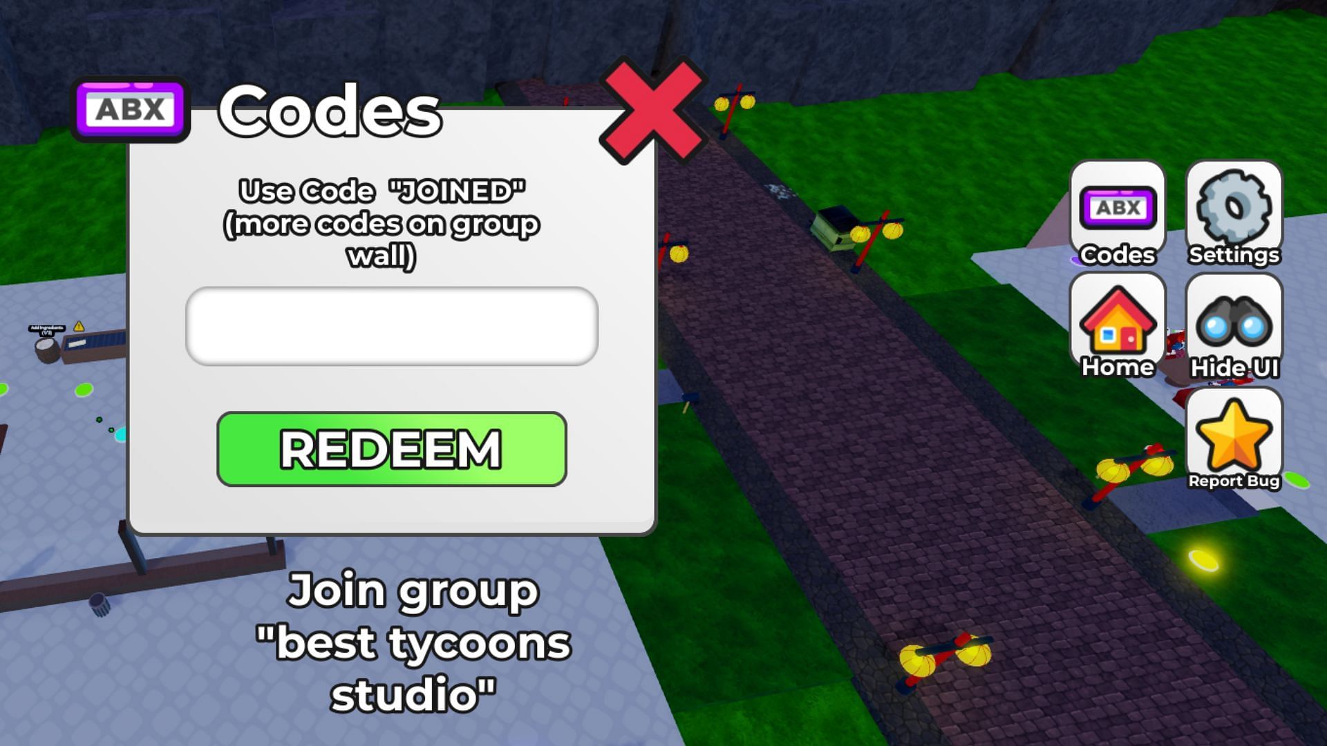 Redeem codes in Sushi Shop Tycoon (Image via Roblox)