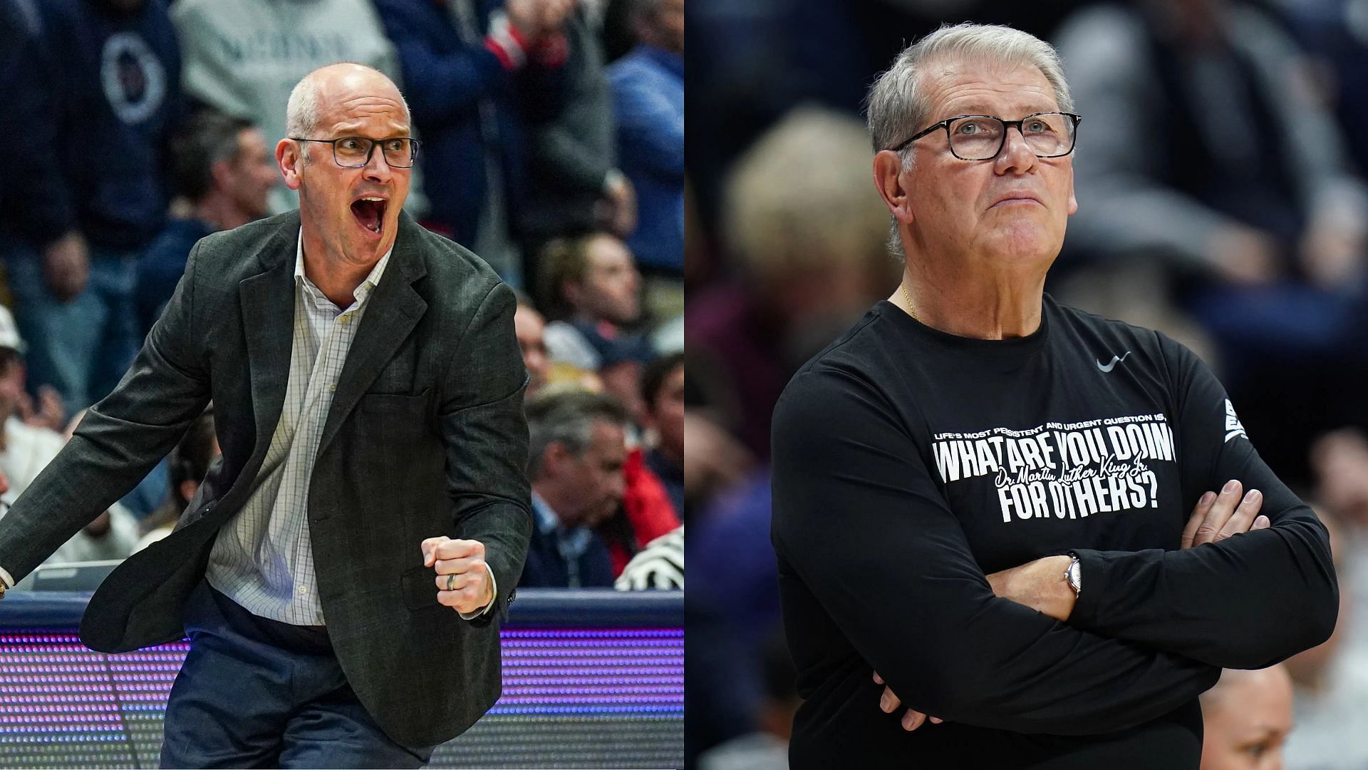 Dan Hurley and Geno Auriemma. - Source: David Butler II, Imagn