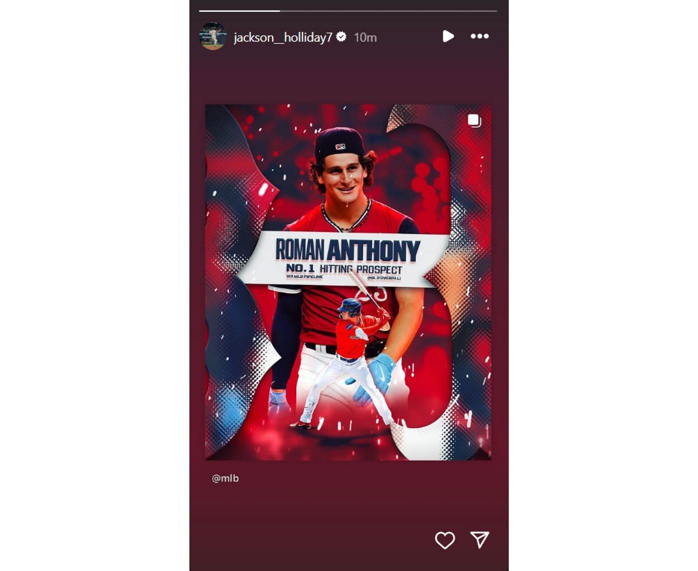 Jackson Holliday sheds spotlight on the newest top batting prospect (jackson__holliday7/Instagram)