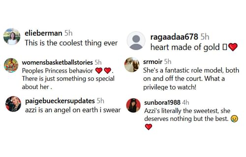 Fans react to Azzi Fudd's interaction with a fan (Credits: Instagram/@overtimewbb)