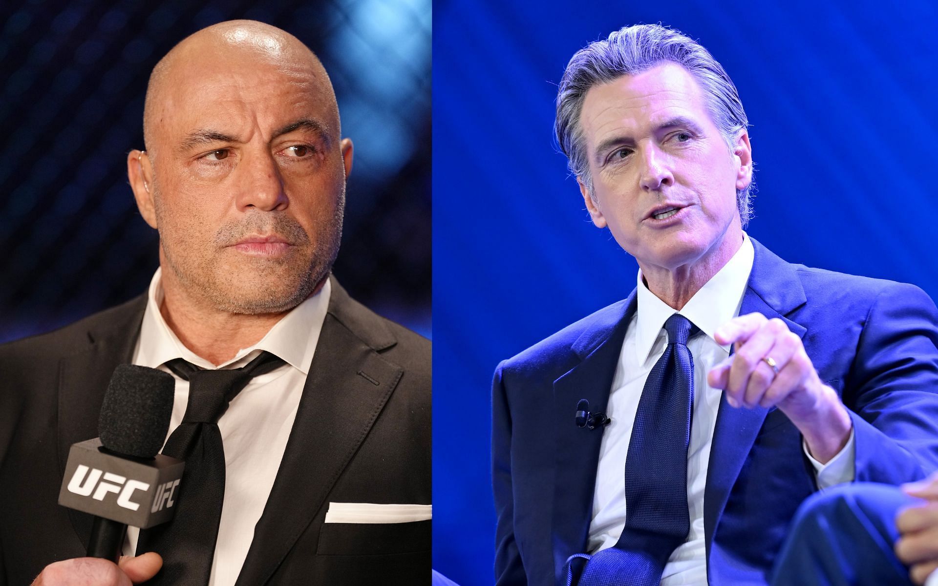 Joe Rogan slams Gavin Newsom for California wildfire management. [Images courtesy: Getty]