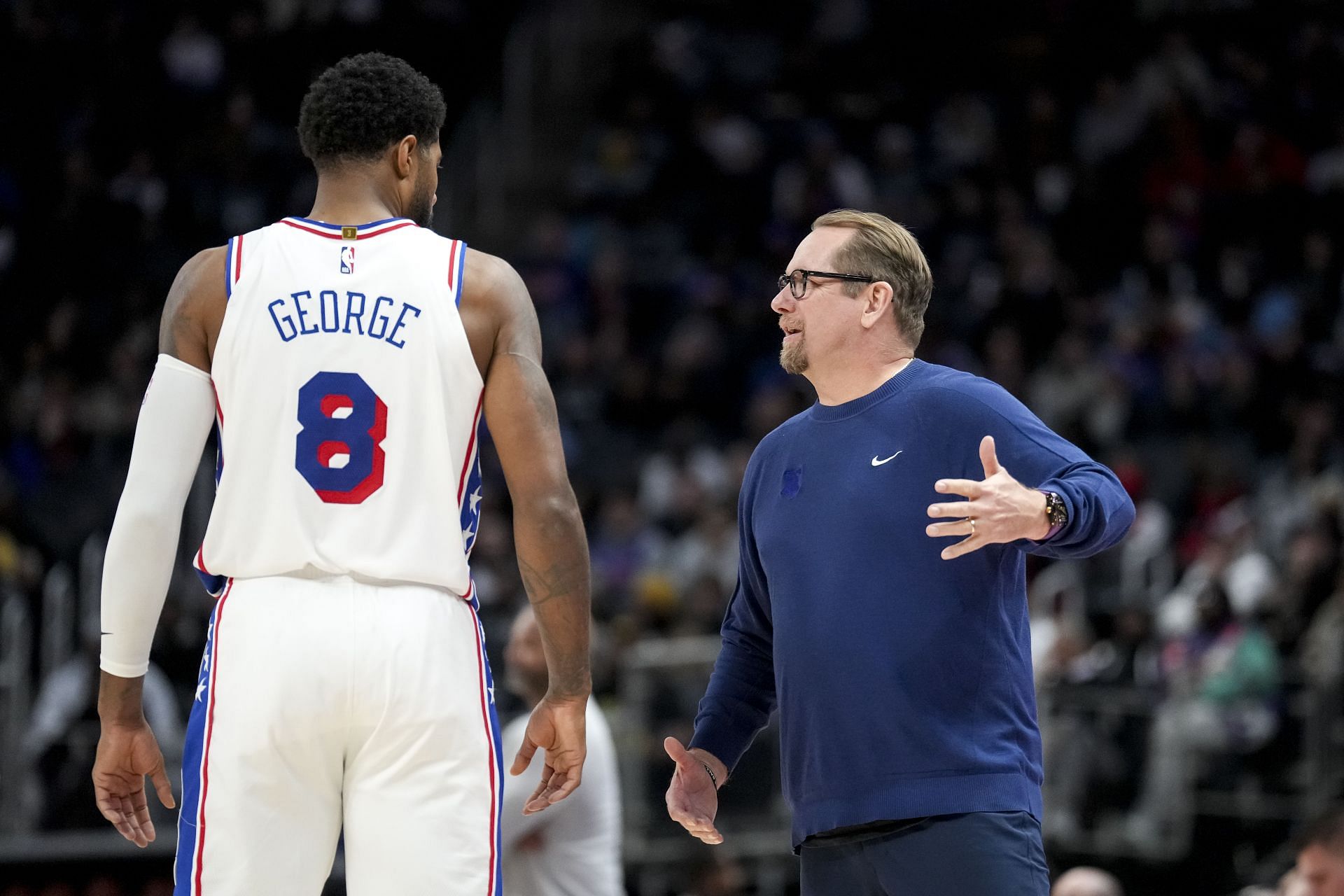 Nick Nurse gives an update on Paul George&#039;s injury. (Photo: GETTY)