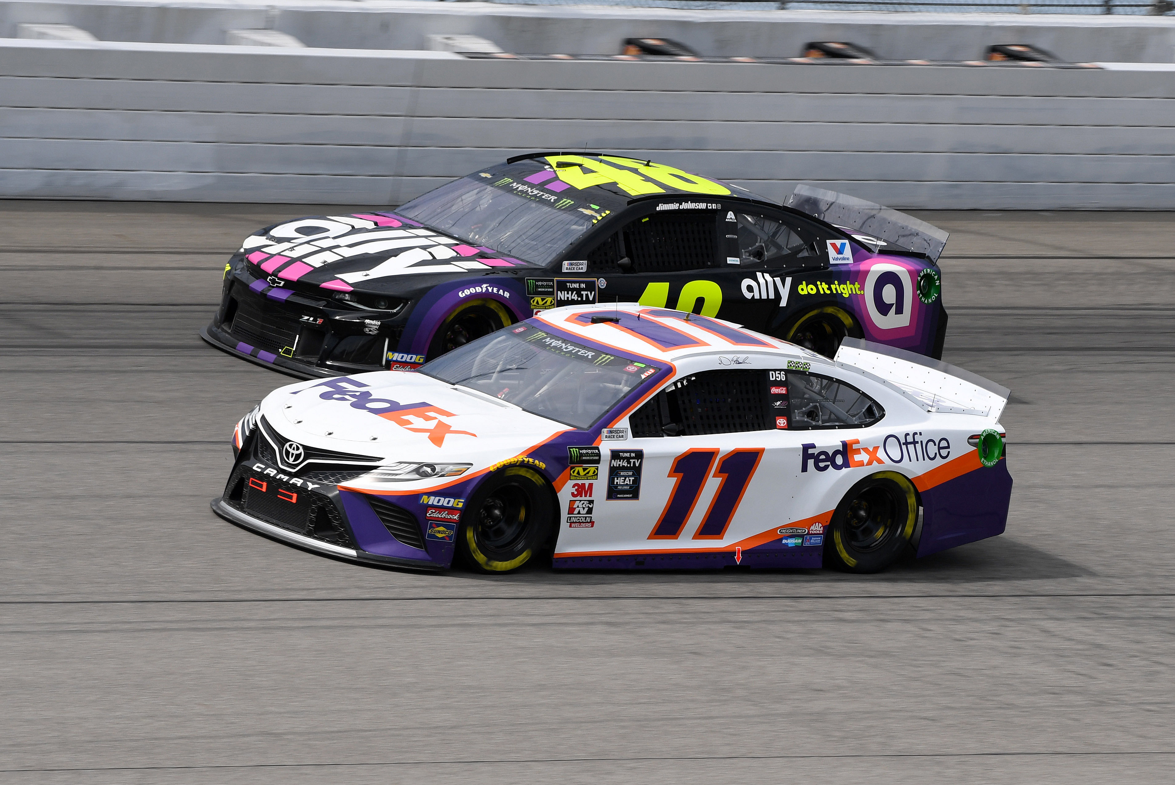 Denny Hamlin (11) and Jimmie Johnson (48) at Michigan Speedway in 2019 - Source: Imagn