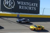 Bubba Wallace (#23 23XI Racing Leidos/U.S. Air Force Toyota) and Michael McDowell (#34 Front Row Motorsports Love's Travel Stops Ford) race during the South Point 400 NASCAR Cup Series - Source: Getty