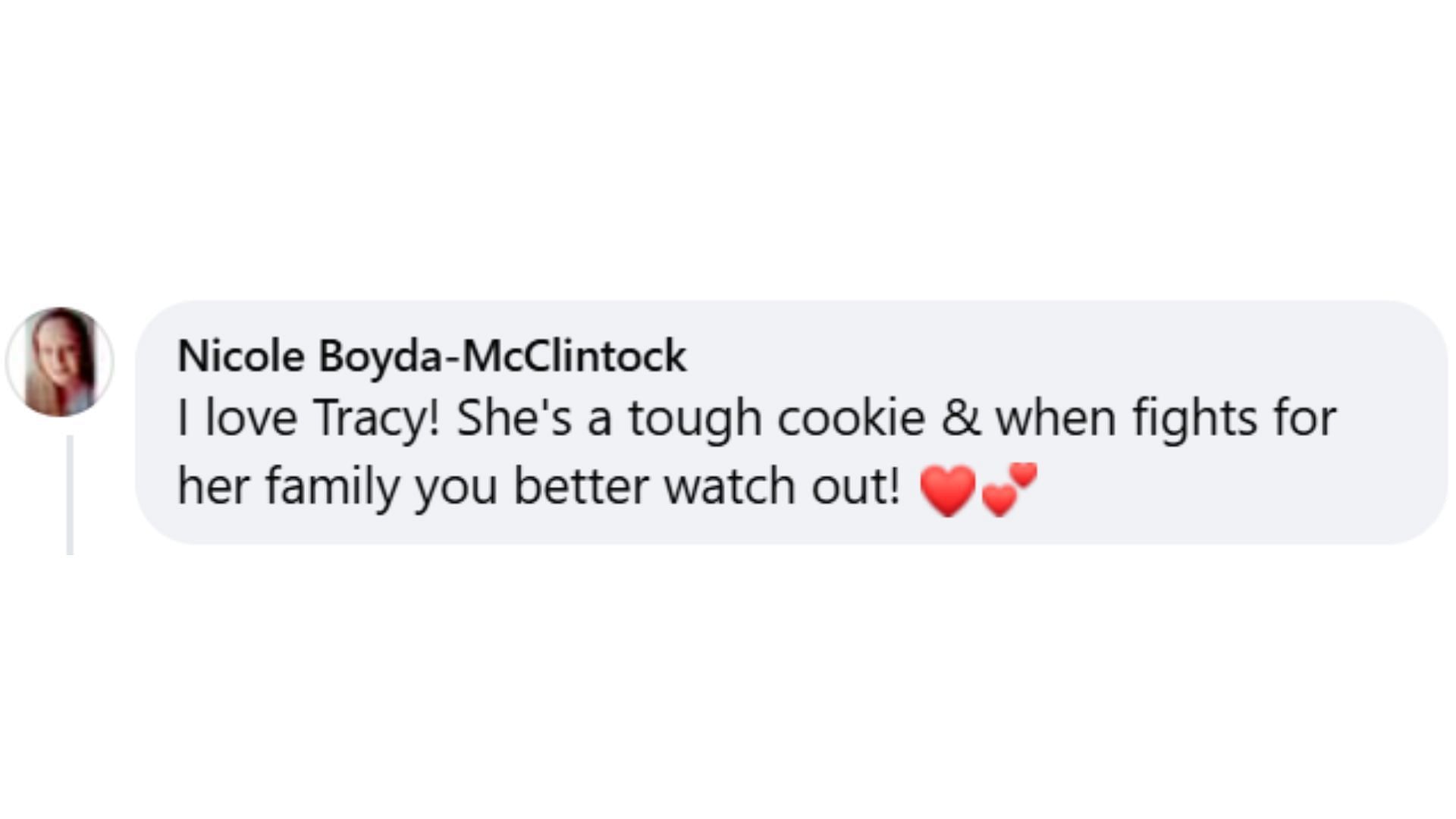 A fan comment on Tracy (Image via Facebook/@General Hospital)