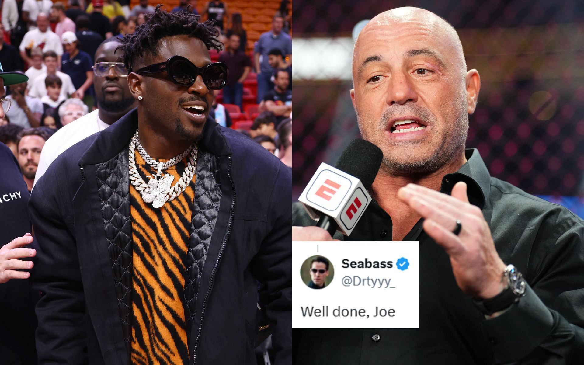 Antonio Brown (left) and Joe Rogan (right) are considered to be prominent, albeit polarizing, American socio-political figures [Images courtesy: Getty Images]