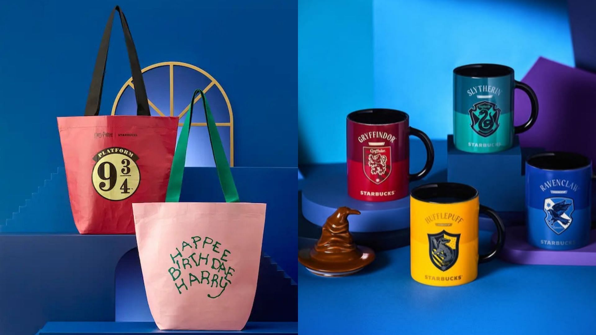 Limited-edition reusable bags and mugs from the collection (Image via Starbucks)