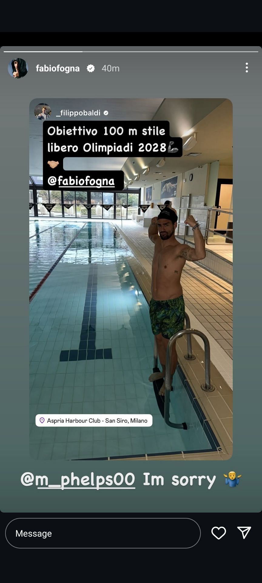 Fabio Fognini vows to break Michael Phelps&#039; records in the swimming pool | Image Source: Instagram