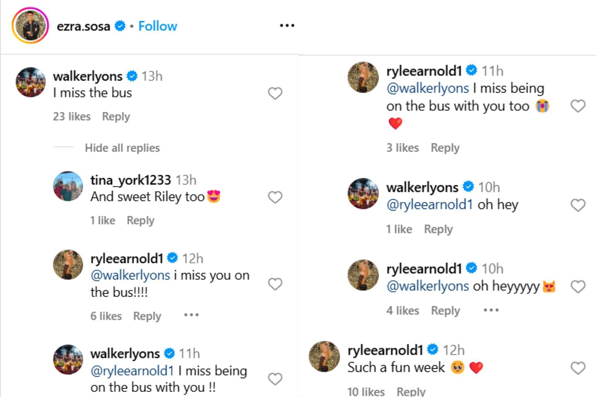 Rylee Arnold and Walker Lyons exchange sweet messages