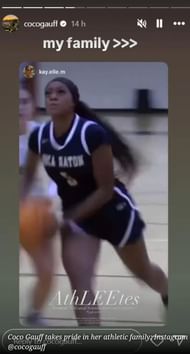 Coco Gauff's Instagram story