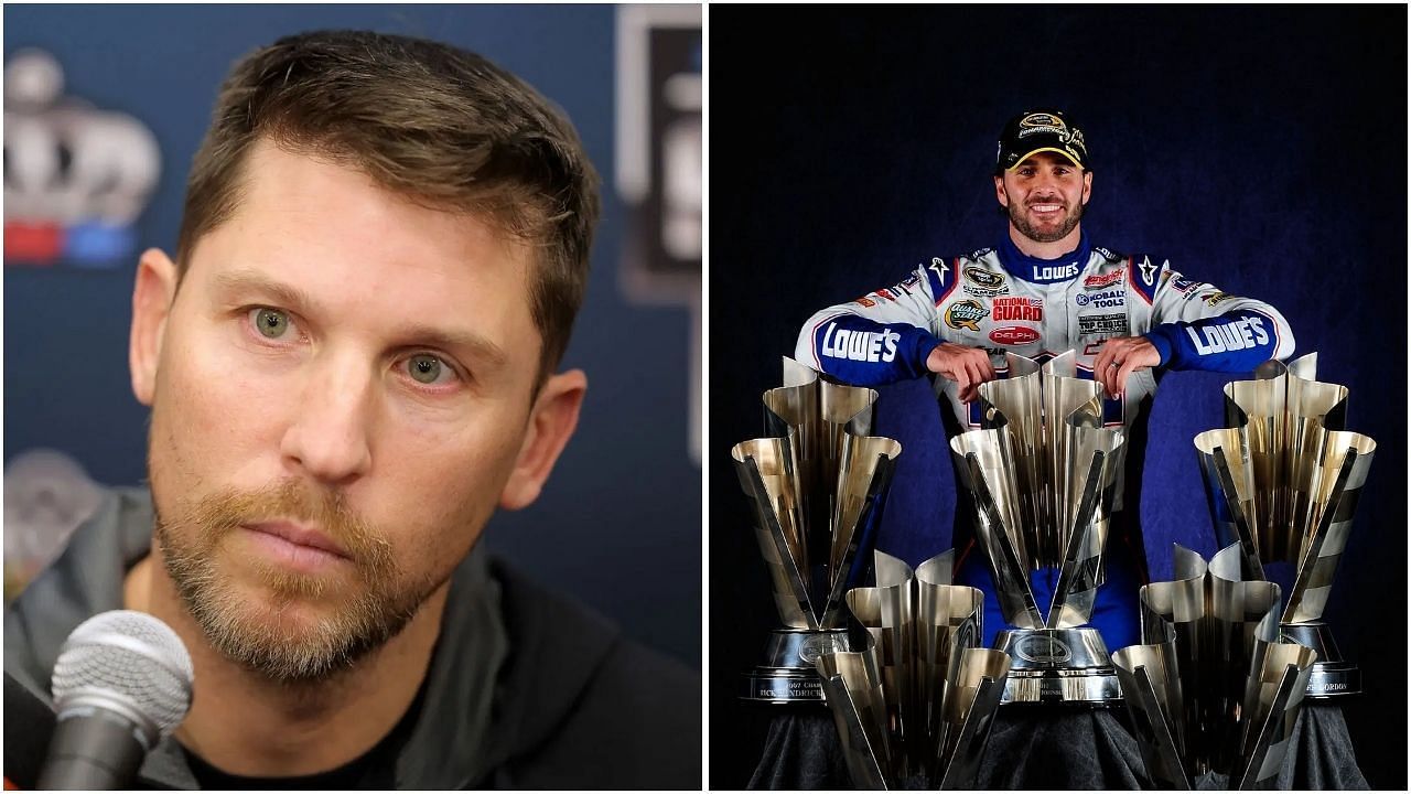 Denny Hamlin has a three-word reaction to NASCAR Insider&rsquo;s Jimmie Johnson three-peat take (Getty Images)