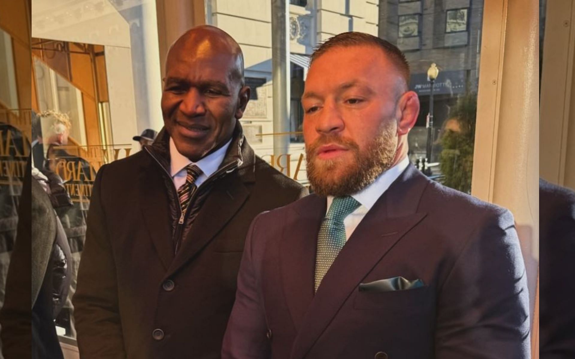 Evander Holyfiled (left) and Conor McGregor (right) met at the US presidential inauguration party. [Image credit: @evanderholyfield on Instagram]