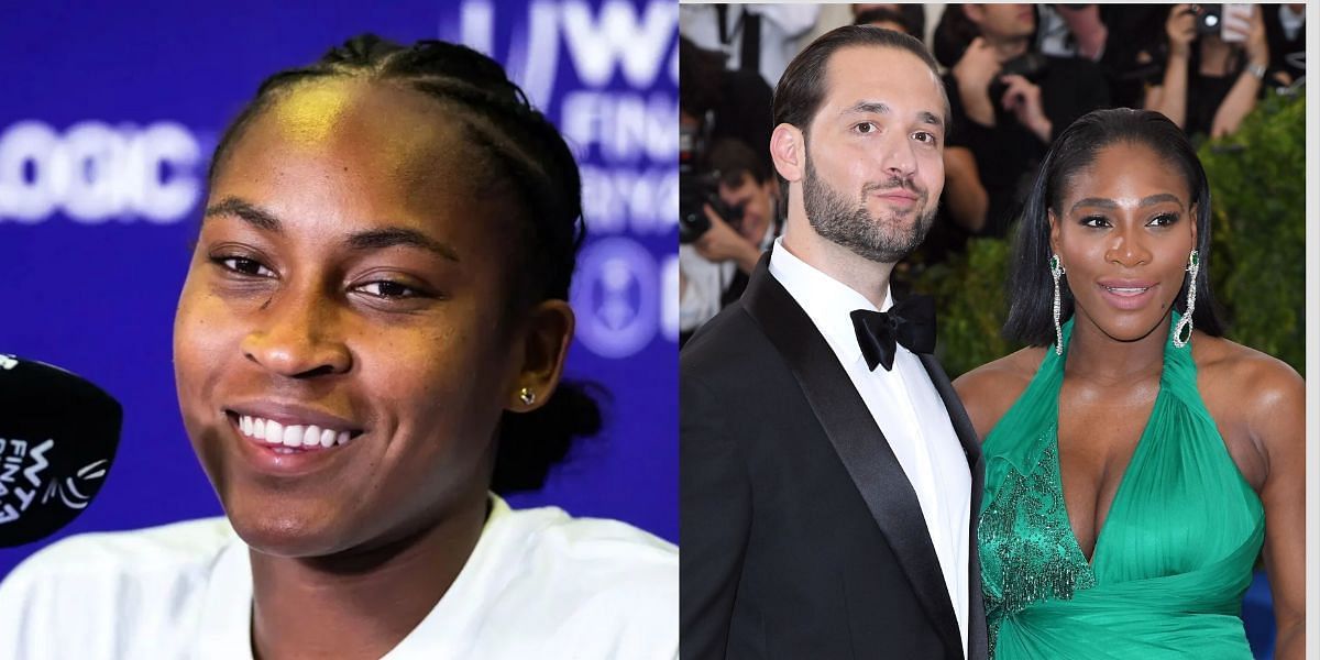 Coco Gauff, Alexis Ohanian and Serena Williams