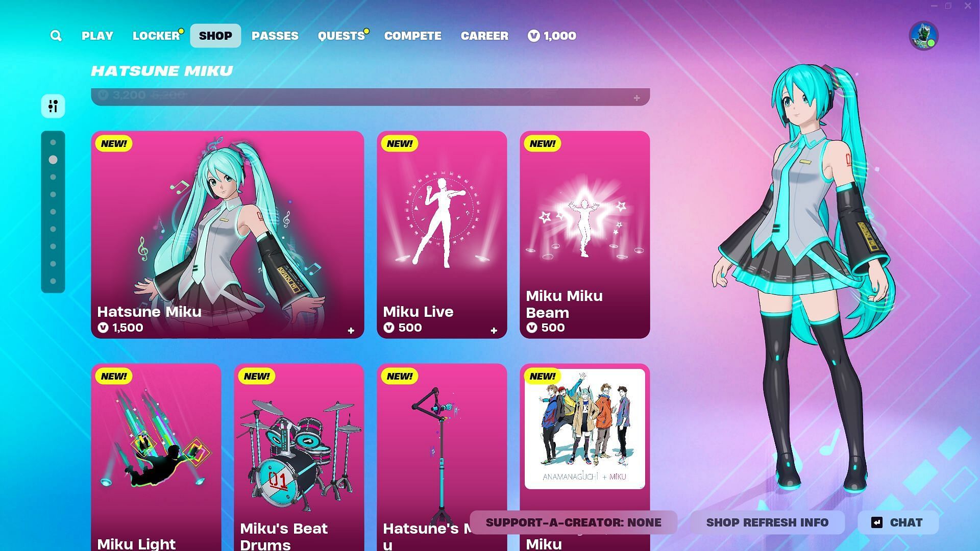 You can now purchase the Hatsune Miku skin in Fortnite separately (Image via Epic Games)