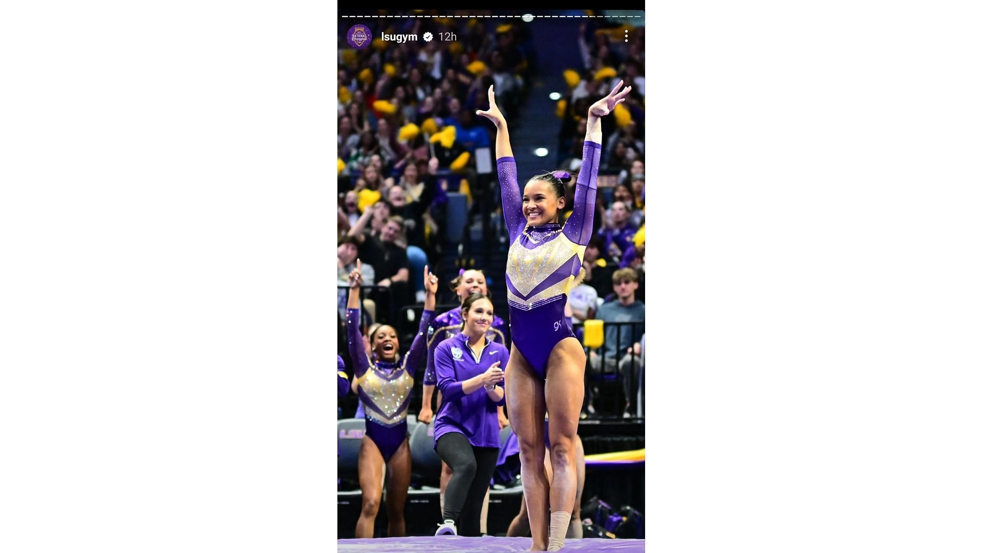 Screenshot of LSU Gymnastics&#039; Insta story (Image via: LSU Gymnastics Instagram)