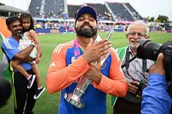 Fans welcome Rohit Sharma with 'Mumbai Cha Raja' chants during the 50th-anniversary celebrations of Wankhede Stadium in Mumbai [Watch]