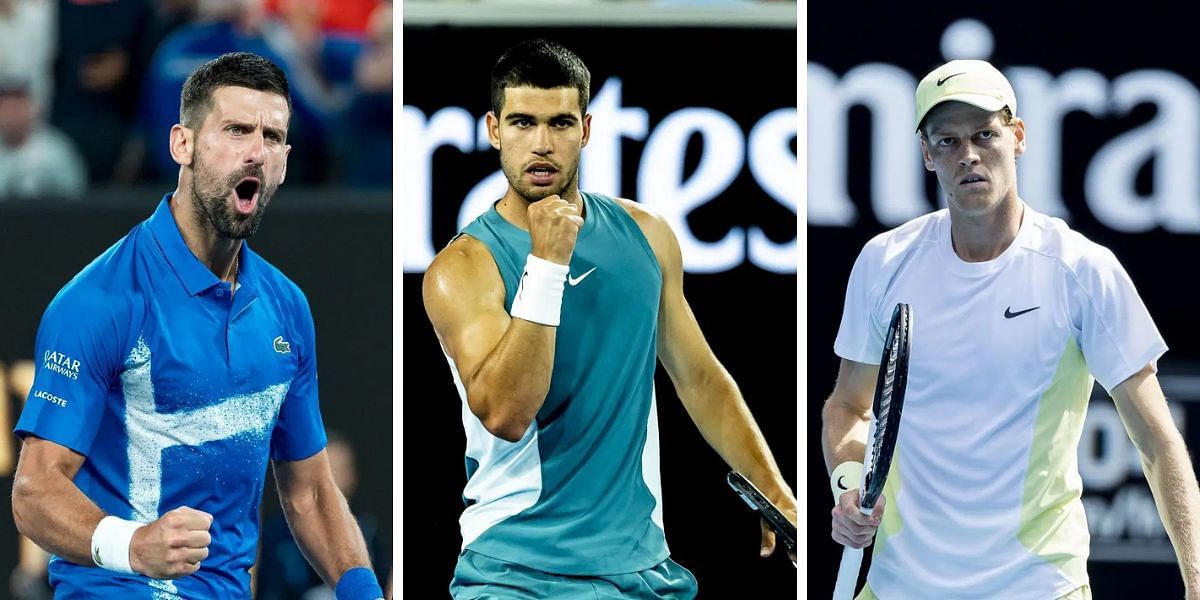 Novak Djokovic, Carlos Alcaraz, and Jannik Sinner are the bookies top favorites to win the Australian Open 2025. (Photos: Getty)