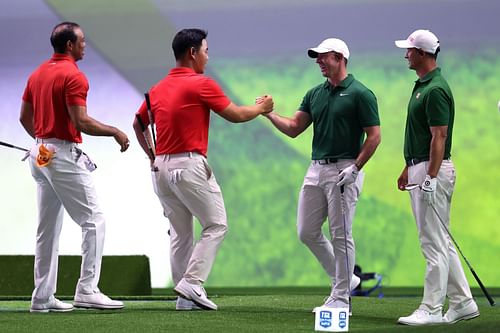 Jupiter Links Golf Club and Boston Common Golf players shaking hands (Source: Getty)