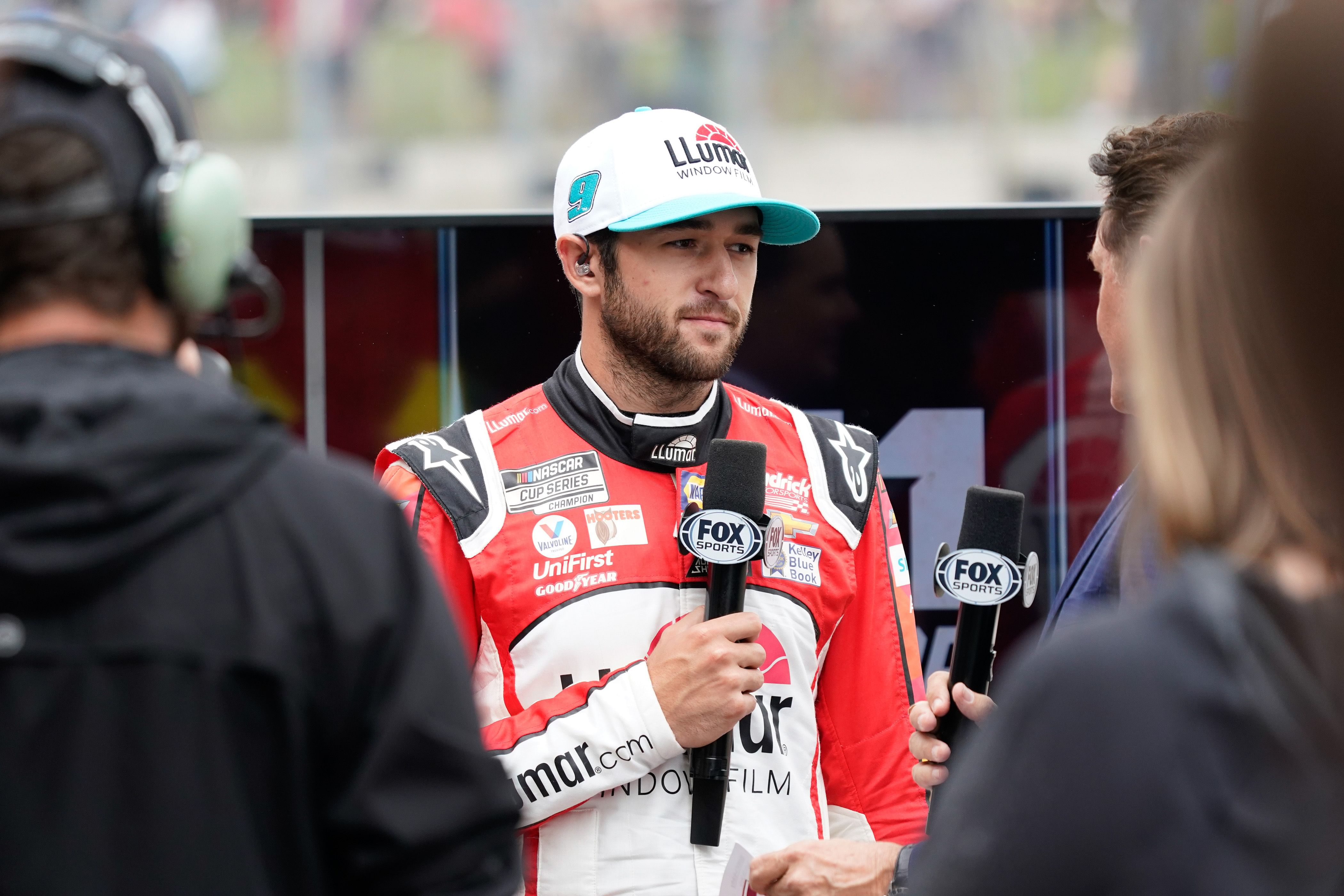 NASCAR Cup Series driver Chase Elliott talks with Fox Sports on pit road before the EchoPark Texas Grand Prix at Circuit of the Americas - Source: Imagn