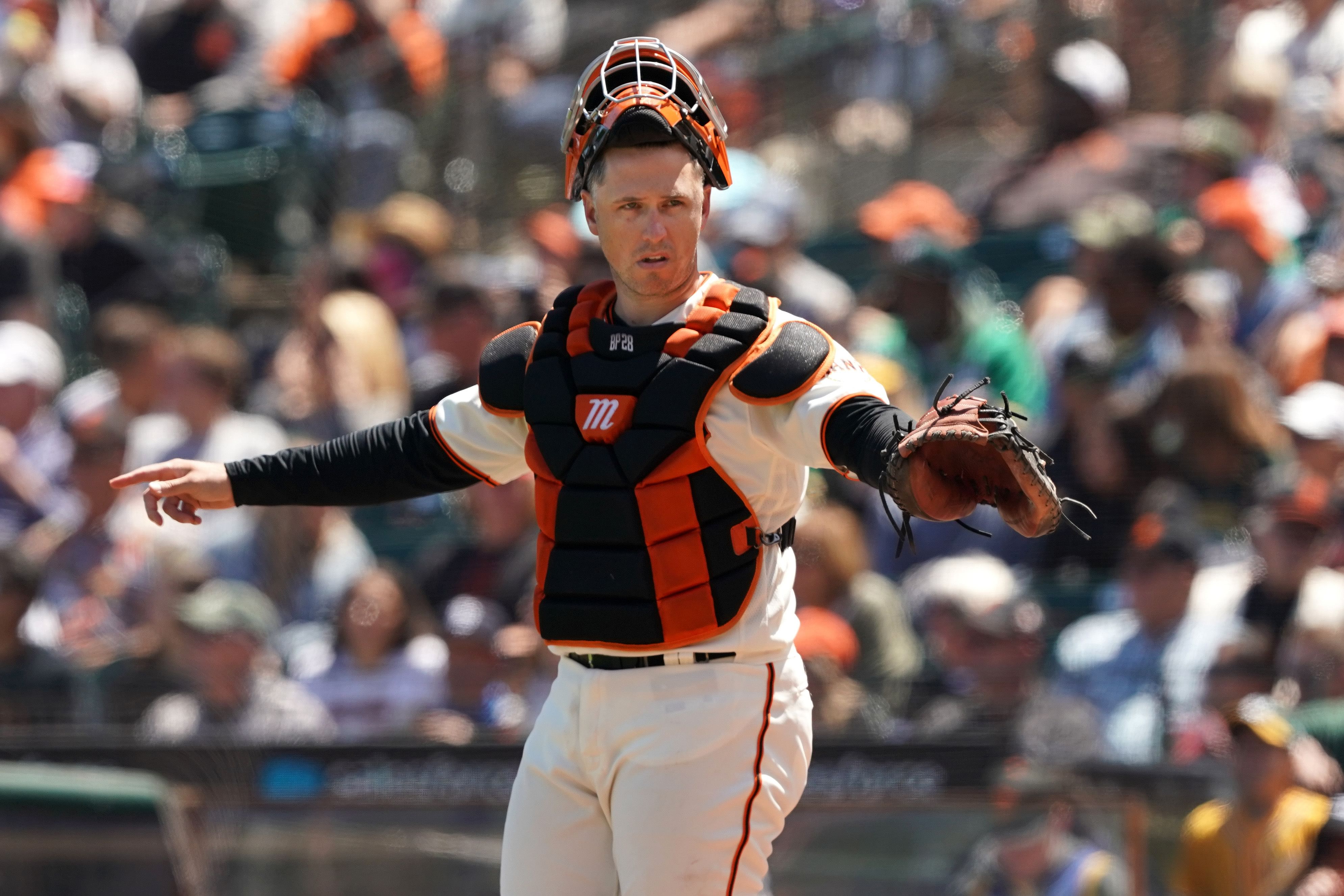 Buster Posey won three World Series titles as a player with the Giants. (Image Source: Imagn)