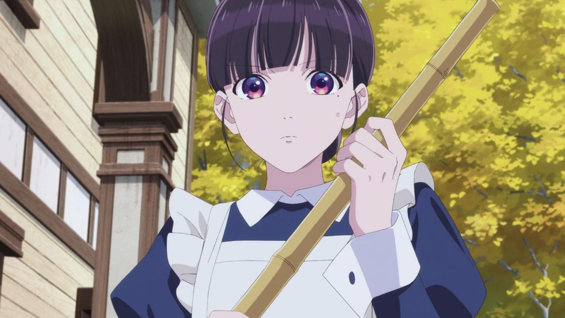 Miyo Saimori does cleaning work (Image via Kinema Citrus)