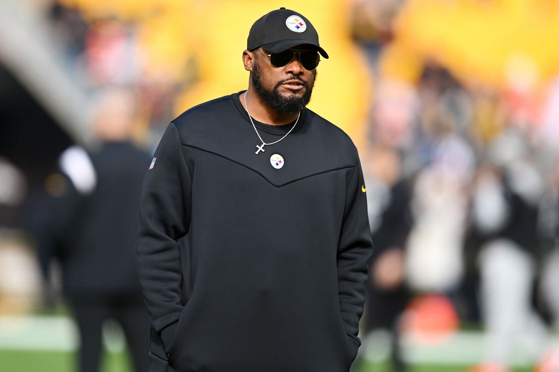 PITTSBURGH, PENNSYLVANIA - JANUARY 08: Head coach Mike Tomlin of the Pittsburgh Steelers looks on before the game against the Cleveland Browns at Acrisure Stadium on January 08, 2023 in Pittsburgh, Pennsylvania. (Photo by Joe Sargent/Getty Images) - Source: Getty