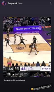 Johnson reacts to teammate's highlight. (Instagram/@flaujae)