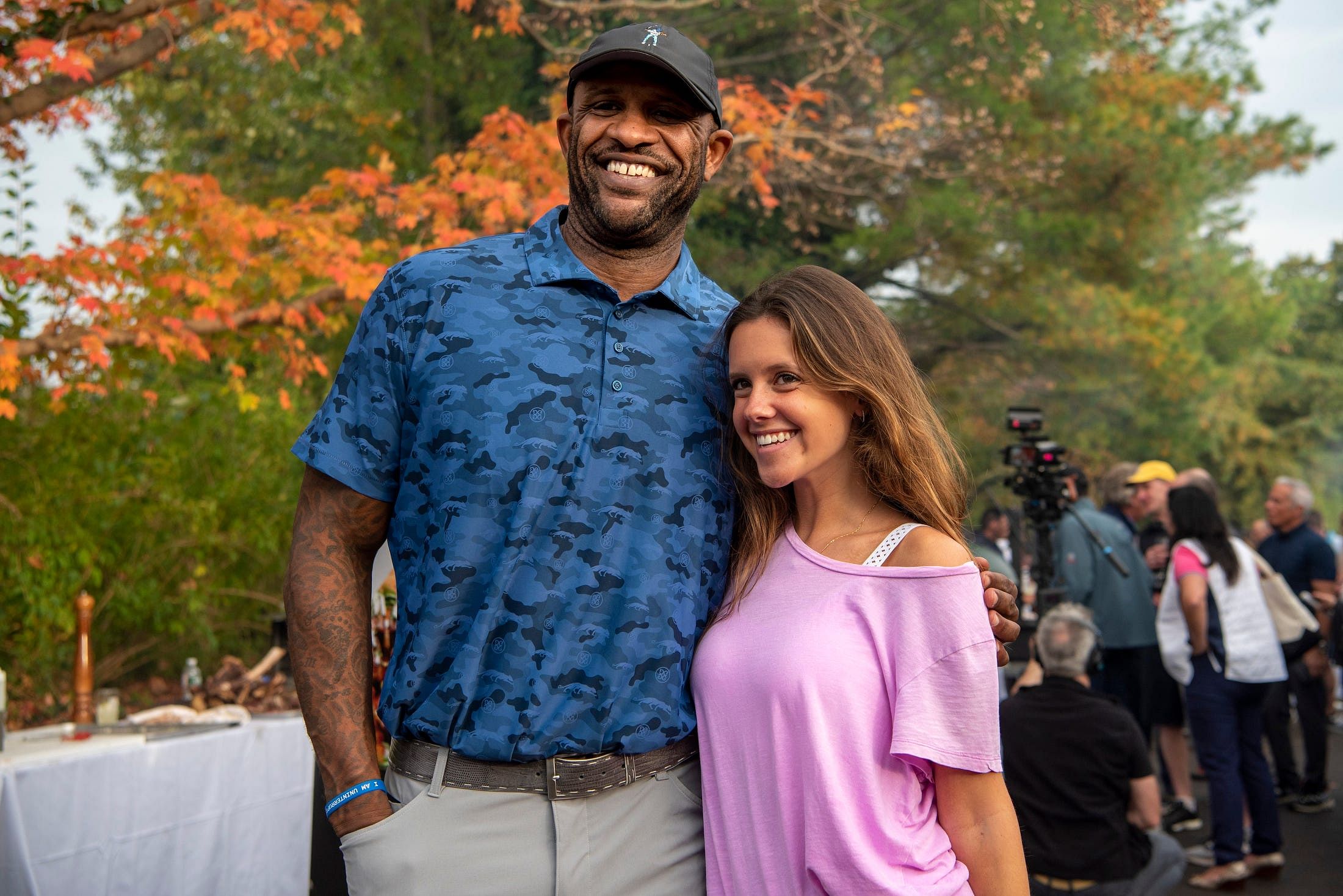 CC Sabathia poses with Jenna Karlitz at the Celebrity Chefs and Friends golf tournament benefiting City Harvest at Alpine Country Club in Demarest on October 25, 2021 - Source: Imagn