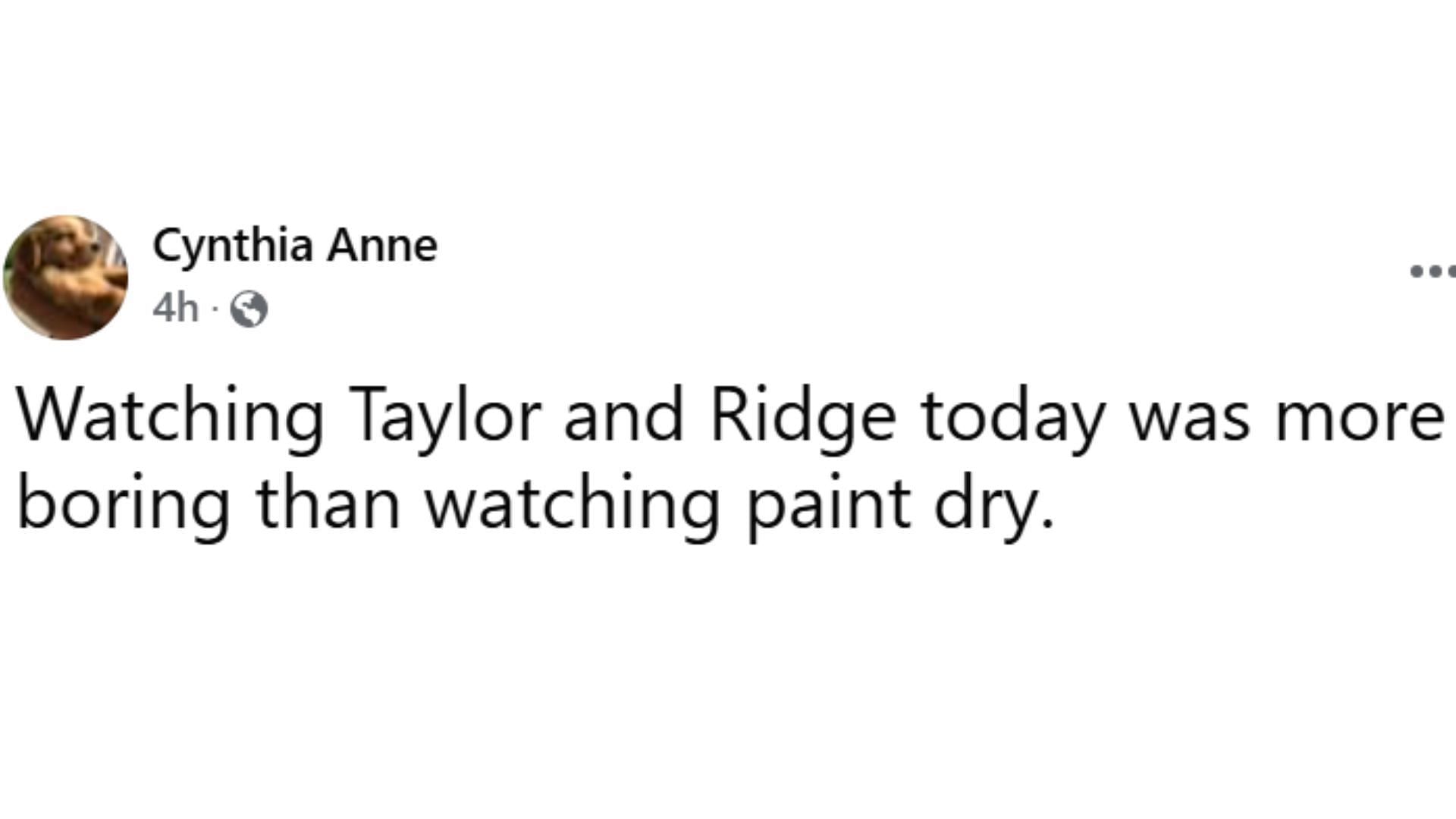 A fan post about Ridge and Taylor&#039;s romance (Image via Facebook/@The Bold and the Beautiful)