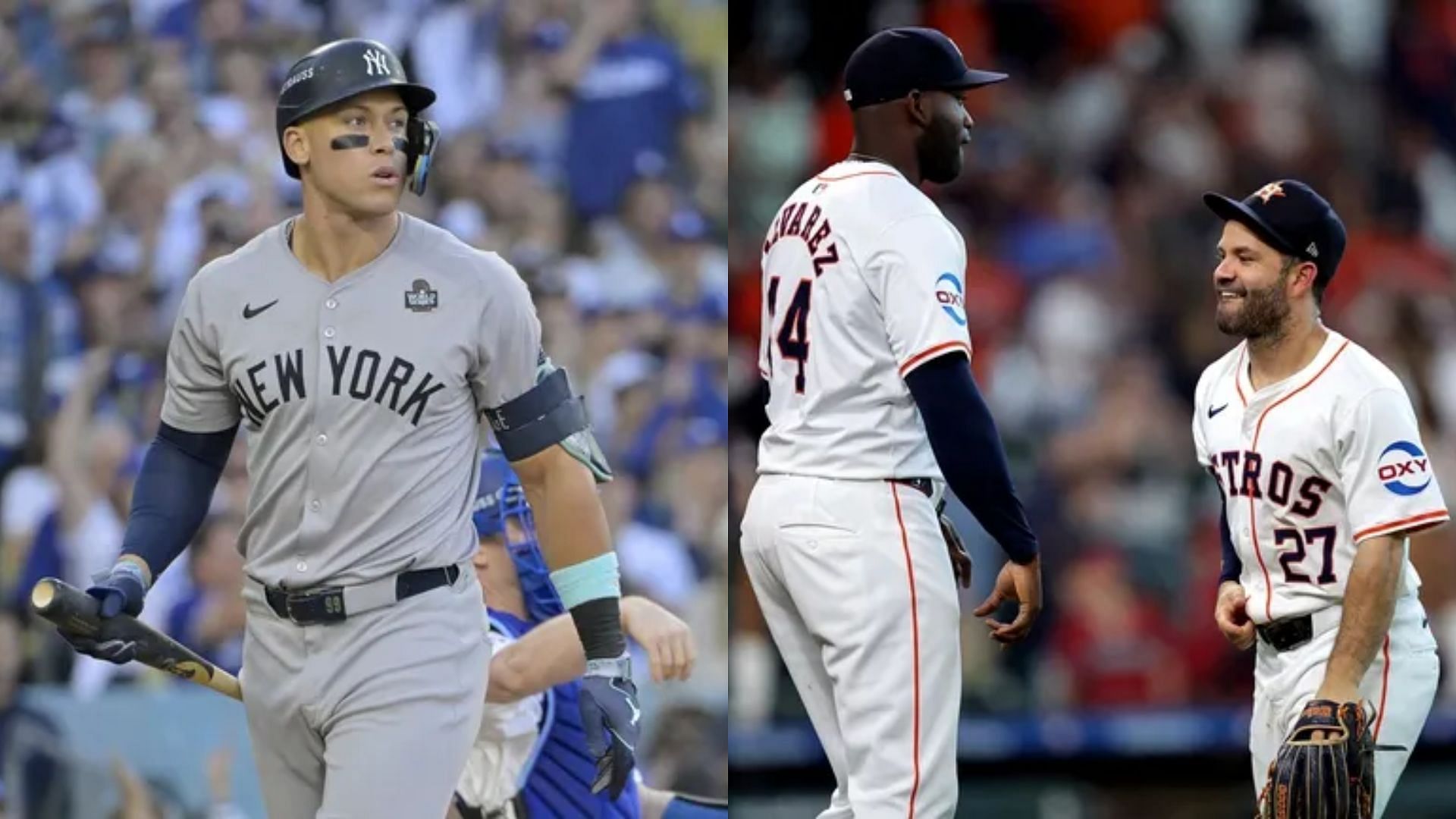 New York Yankees Star Aaron judge &amp; Houston Astros slugger Yordan Alvarez &amp; Jose Altuve