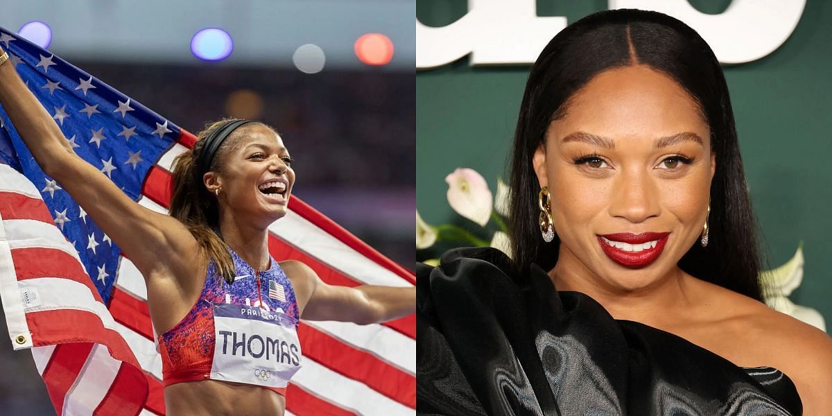 Gabby Thomas expresses her admiration for Allyson Felix. (Iamges by Getty)