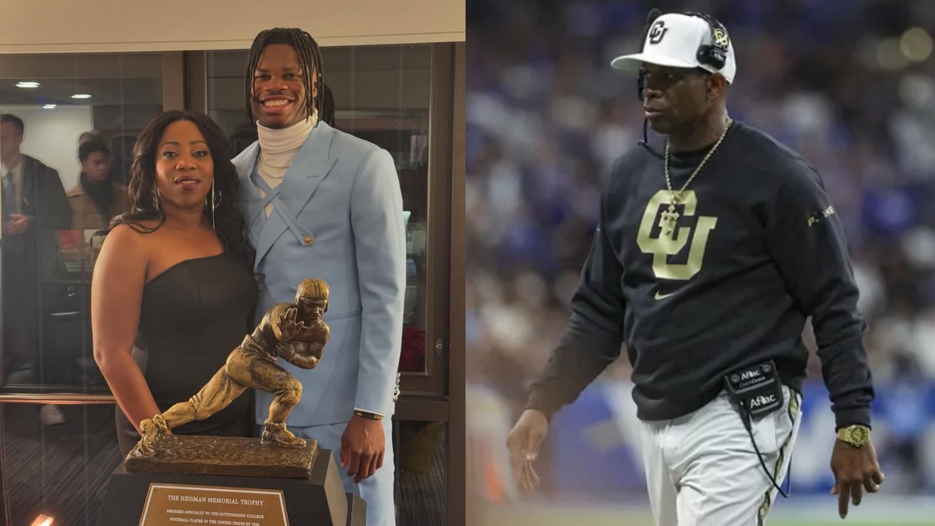 Travis Hunter &amp; his mother, Ferrante Edmonds and Deion Sanders (Edmond